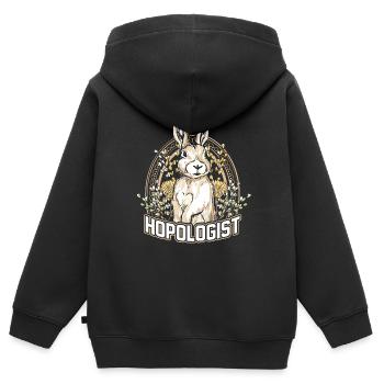 Lapin oreille pop art cadeau pâques animal rebond amusement - Sweat Premium à capuche zippé enfant bio - noir - Dos - AI Model Kid Male (0cm)