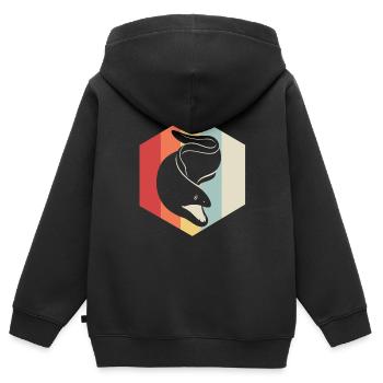Murène plongeur poisson océan mer créature animal - Sweat Premium à capuche zippé enfant bio - noir - Dos - AI Model Kid Male (0cm)