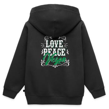 Liebe Frieden Vegan Peace Geschenk Hippie - Kinder Premium Organic Zip Hoodie - Schwarz - Hinten - AI Model Kid Male (0cm)