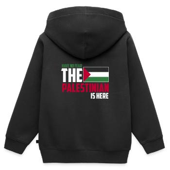 Palestine - Sweat Premium à capuche zippé enfant bio - noir - Dos - AI Model Kid Male (0cm)