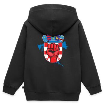 Kroatien - Kinder Premium Organic Zip Hoodie - Schwarz - Hinten - AI Model Kid Male (0cm)