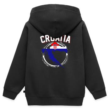 Karte Kroatien - Kinder Premium Organic Zip Hoodie - Schwarz - Hinten - AI Model Kid Male (0cm)