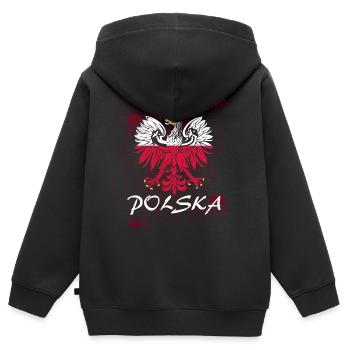 Pologne - Sweat Premium à capuche zippé enfant bio - noir - Dos - AI Model Kid Male (0cm)