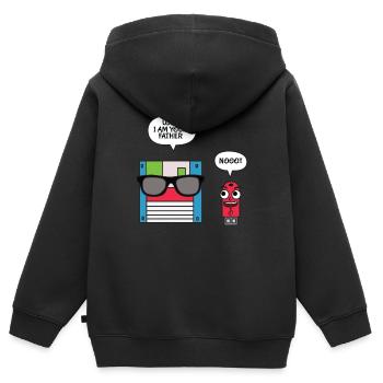 Disquette USB, je suis votre père T-shirt, Geek - Sweat Premium à capuche zippé enfant bio - noir - Dos - AI Model Kid Male (0cm)