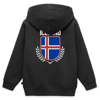 Islande - Sweat Premium à capuche zippé enfant bio - noir - Dos - AI Model Kid Male (0cm)