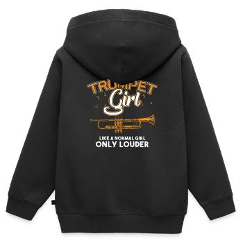 Trompette fille instrument musique notes cadeau - Sweat Premium à capuche zippé enfant bio - noir - Dos - AI Model Kid Male (0cm)