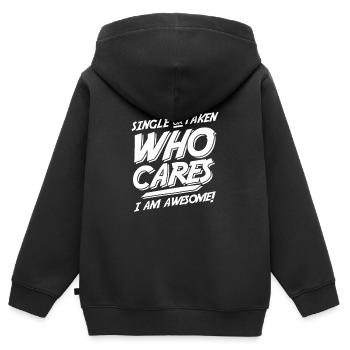 Single oder Vergeben Geschenk flirten Paar - Kinder Premium Organic Zip Hoodie - Schwarz - Hinten - AI Model Kid Male (0cm)