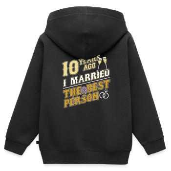 10e anniversaire de mariage se marier - Sweat Premium à capuche zippé enfant bio - noir - Dos - AI Model Kid Male (0cm)