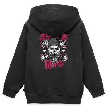 Sport Gym Workout Muskelmann Muskeln Geschenk - Kinder Premium Organic Zip Hoodie - Schwarz - Hinten - AI Model Kid Male (0cm)