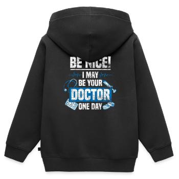 Medizin Student Arzt Doktor Geschenk - Kinder Premium Organic Zip Hoodie - Schwarz - Hinten - AI Model Kid Male (0cm)