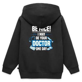 Medizin Student Arzt Doktor Geschenk Spritze - Kinder Premium Organic Zip Hoodie - Schwarz - Hinten - AI Model Kid Male (0cm)