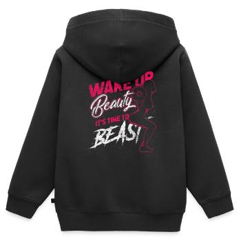 Sportlerin Kraftsport Bodybuilder Biest trainieren - Kinder Premium Organic Zip Hoodie - Schwarz - Hinten - AI Model Kid Male (0cm)
