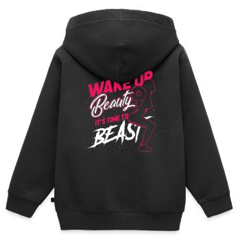 Sport Training Woman Girl Gift Squat - Kids Premium Organic Zip-up Hoodie - black - Back - AI Model Kid Male (0cm)