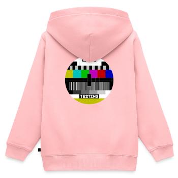 Écran de test d’image de test Still Testing - Sweat Premium à capuche zippé enfant bio - rose - Dos - AI Model Kid Female (0cm)