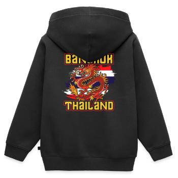Thaïlande - Sweat Premium à capuche zippé enfant bio - noir - Dos - AI Model Kid Male (0cm)