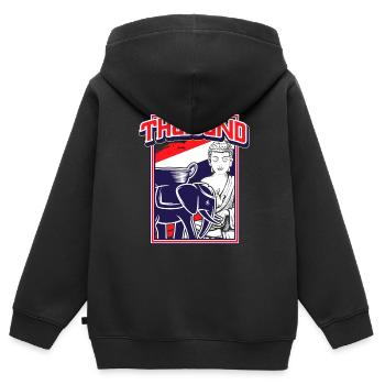 Thailand - Kinder Premium Organic Zip Hoodie - Schwarz - Hinten - AI Model Kid Male (0cm)