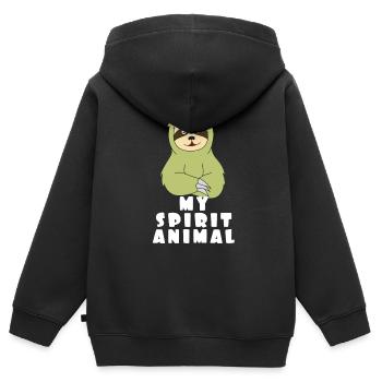 Paresseux mignon conception tshirt mon esprit animal - Sweat Premium à capuche zippé enfant bio - noir - Dos - AI Model Kid Male (0cm)