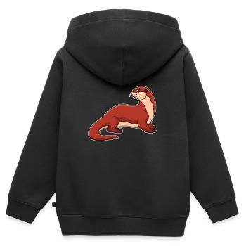 Otter Wiesel Comic Kawaii Kindershirt Geschenkidee - Kinder Premium Organic Zip Hoodie - Schwarz - Hinten - AI Model Kid Male (0cm)