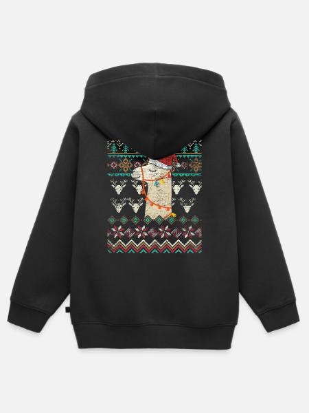 Lama Navidad Alpaca Animal Camello Navidad - Sudadera Premium con capucha y cremallera infantil orgánica - negro