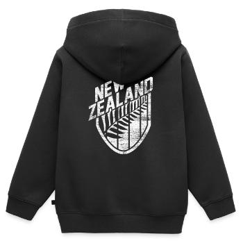 Neuseeland - Kinder Premium Organic Zip Hoodie - Schwarz - Hinten - AI Model Kid Male (0cm)
