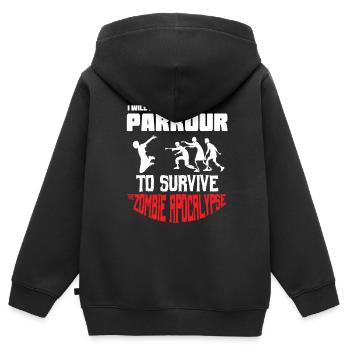 Fantastisches und cooles Parkour T-Shirt Design Parkour zu - Kinder Premium Organic Zip Hoodie - Schwarz - Hinten - AI Model Kid Male (0cm)