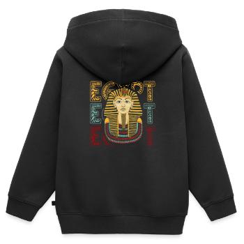 Egypte Patriote Pop Art Pharaon Pyramide Nil - Sweat Premium à capuche zippé enfant bio - noir - Dos - AI Model Kid Male (0cm)