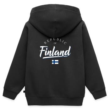 Finlande - Sweat Premium à capuche zippé enfant bio - noir - Dos - AI Model Kid Male (0cm)