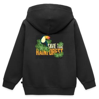 Rettet den Regenwald - Kinder Premium Organic Zip Hoodie - Schwarz - Hinten - AI Model Kid Male (0cm)