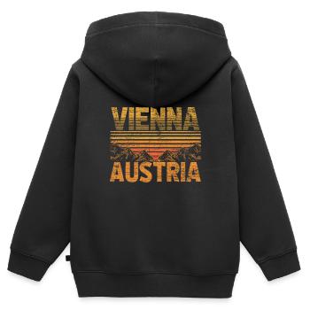 Österreich Wien - Kinder Premium Organic Zip Hoodie - Schwarz - Hinten - AI Model Kid Male (0cm)