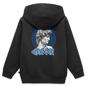 Griechenland Grieche Athen Antike Heimat - Kinder Premium Organic Zip Hoodie - Schwarz - Hinten - AI Model Kid Male (0cm)