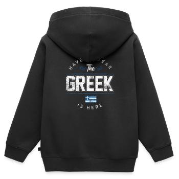 Griechenland - Kinder Premium Organic Zip Hoodie - Schwarz - Hinten - AI Model Kid Male (0cm)