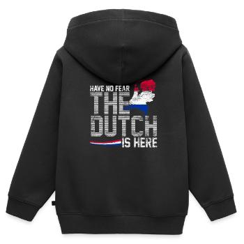 Pays-Bas - Sweat Premium à capuche zippé enfant bio - noir - Dos - AI Model Kid Male (0cm)