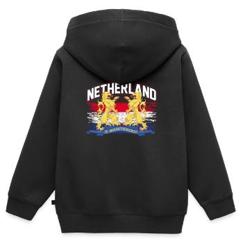 Pays-Bas - Sweat Premium à capuche zippé enfant bio - noir - Dos - AI Model Kid Male (0cm)