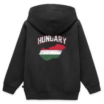 Ungarn - Kinder Premium Organic Zip Hoodie - Schwarz - Hinten - AI Model Kid Male (0cm)