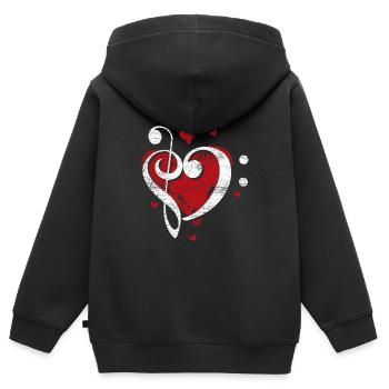 Clé de sol - Sweat Premium à capuche zippé enfant bio - noir - Dos - AI Model Kid Male (0cm)
