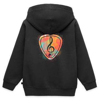 Clef treble clef guitar plectrum - Kids Premium Organic Zip-up Hoodie - black - Back - AI Model Kid Male (0cm)