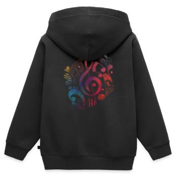 Clé de sol notes musique ADN instrument son - Sweat Premium à capuche zippé enfant bio - noir - Dos - AI Model Kid Male (0cm)