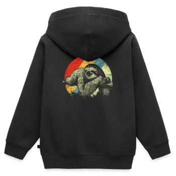 Faultier Tier Schlafen Müdigkeit Faulenzen - Kinder Premium Organic Zip Hoodie - Schwarz - Hinten - AI Model Kid Male (0cm)