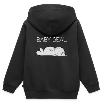 Seehund Baby - Kinder Premium Organic Zip Hoodie - Schwarz - Hinten - AI Model Kid Male (0cm)