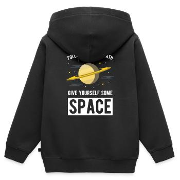 Espace saturn planète étoile espace galaxie tous - Sweat Premium à capuche zippé enfant bio - noir - Dos - AI Model Kid Male (0cm)