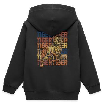 Tiger - Kinder Premium Organic Zip Hoodie - Schwarz - Hinten - AI Model Kid Male (0cm)