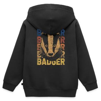 blaireau - Sweat Premium à capuche zippé enfant bio - noir - Dos - AI Model Kid Male (0cm)