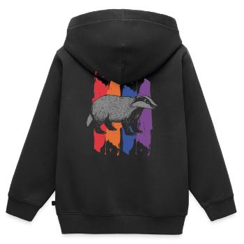 blaireau - Sweat Premium à capuche zippé enfant bio - noir - Dos - AI Model Kid Male (0cm)