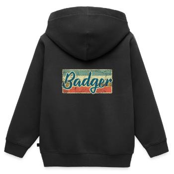 blaireau - Sweat Premium à capuche zippé enfant bio - noir - Dos - AI Model Kid Male (0cm)