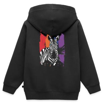 Zebra - Kinder Premium Organic Zip Hoodie - Schwarz - Hinten - AI Model Kid Male (0cm)