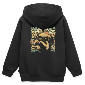 Waschbär Nachteule Waldtier Wald Geschenk Idee - Kinder Premium Organic Zip Hoodie - Schwarz - Hinten - AI Model Kid Male (0cm)