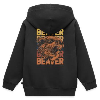Biber - Kinder Premium Organic Zip Hoodie - Schwarz - Hinten - AI Model Kid Male (0cm)