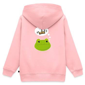 Prince grenouille grenouille - Sweat Premium à capuche zippé enfant bio - rose - Dos - AI Model Kid Female (0cm)
