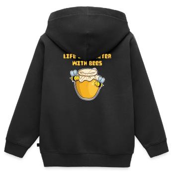 Honigbiene Biene Honig - Kinder Premium Organic Zip Hoodie - Schwarz - Hinten - AI Model Kid Male (0cm)
