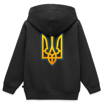Ukraine Emblem - Kinder Premium Organic Zip Hoodie - Schwarz - Hinten - AI Model Kid Male (0cm)